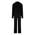 thumbnail image 6 of WRKEKC Lounge Sets for Women, 2 Piece Sets for Women Cozy Knit Long Sleeve Half-Zip Crew Neck Top and Casual Wide Leg Pants Set for Fall, 6 of 9