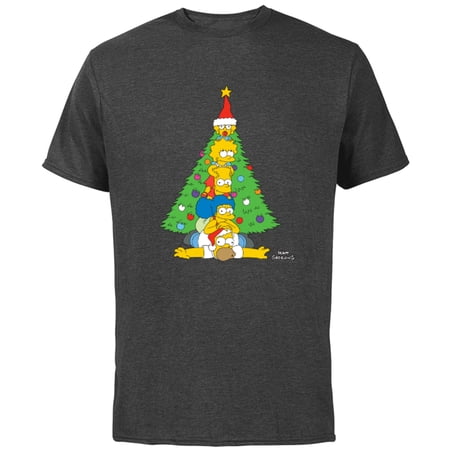 The Simpsons Family Christmas Tree Holiday – Short Sleeve Cotton T-Shirt for Adults – Customized-Charcoal