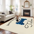 thumbnail image 3 of Area Rug 72×108in, Blue Black Plaid Lattice Bone Cute Dog Floor Carpet Living Room Rug, Retro Linen Non-Slip Welcome Mat Indoor Rugs for Bedroom Dining Room, 3 of 9