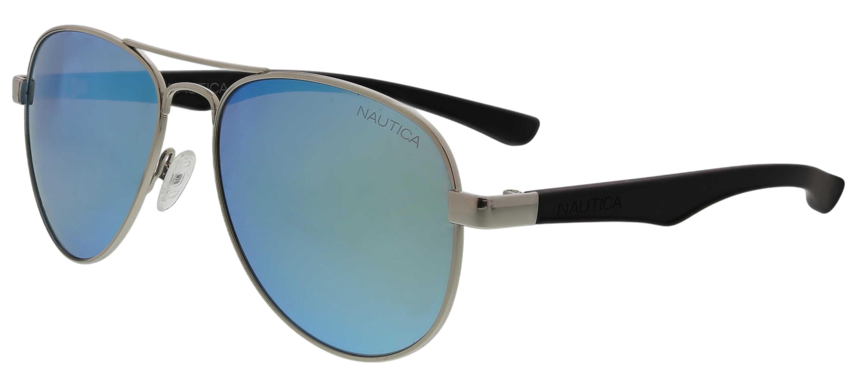 Nautica Mens Silver Aviator Polarized Sunglasses