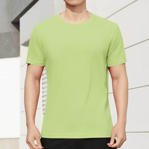 Viluyesy Short Sleeve Shirt for Men Stretch Loose Fit Summer Crewneck Pullover Short Sleeve Gold 4XL