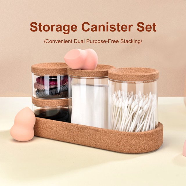 Organizador de almacenamiento para baño, organizador de almacenamiento de tocador, dispensador de soporte Qtip de vidrio