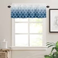 thumbnail image 5 of Navy Blue Kitchen Curtains Valance and Tier Set Moroccan Trellis Abstract Gradient Geometric Rod Pocket Short Curtains for Small Window 3 Pieces Set for Bedroom Bathroom Cafe (54" x 18"+27" x 36"), 5 of 7