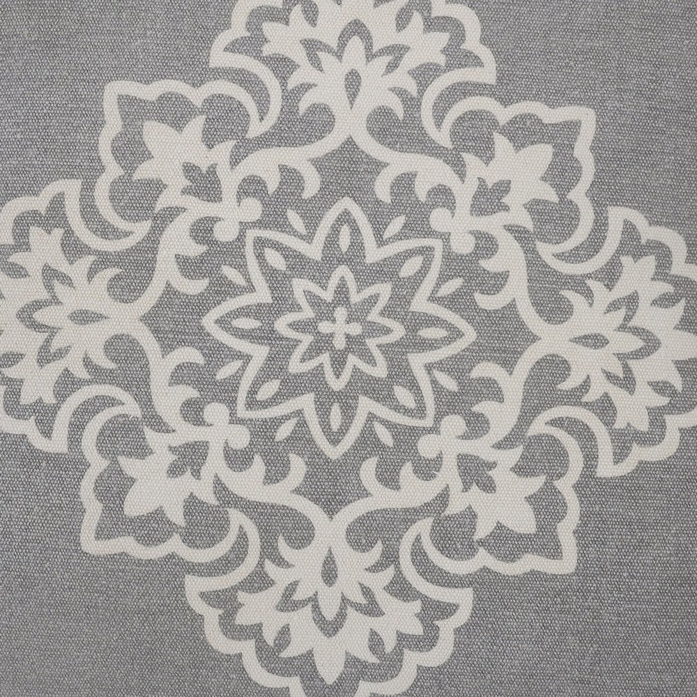 Ox Bay 24" x 24" Hand-Woven Gray/ White Medallion Organic Cotton Pillow Cover