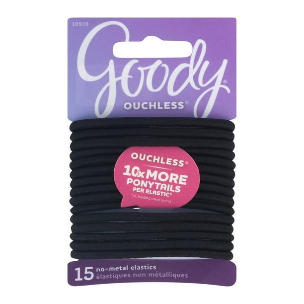 Goody Goody Ouchless No Metal Hair Elastics, Little Black Dress, 15 Ct