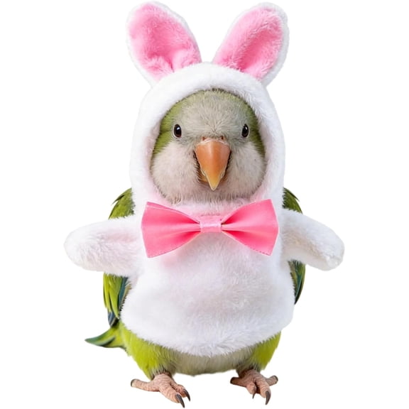 Cute bird costumes, windproof pet clothing with rabbit patterns, parrot costumes, African grey parrots, tiger-striped parrots, Kunar birds, and cockatoos（m）