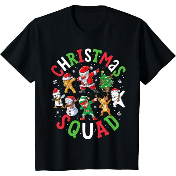 Christmas Squad Santa Dabbing Elf Family Matching Pajamas Adults T-Shirt