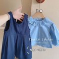 thumbnail image 3 of Ensemble Deux Pièces Style Coréen pour Filles Robe Automne Vêtements Bleu Manches Longues et Robe d'Été Tenues Douces pour Tout-Petits, 3 of 5
