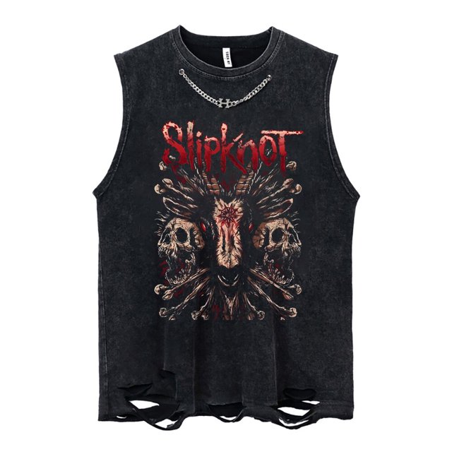 Camisetas lavadas para hombre, camiseta sin mangas con banda de música Mental pesada, camiseta de hip hop Rock 100% de algodón, ropa de calle informal sin mangas, chaleco Unisex