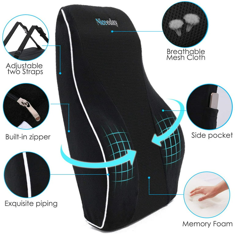 Sojoy Luxury Breathable Lumbar Back Support & Non-Slip Gel Seat Cushion  Truck Seat Cushion for Truck Driver Back Pain Bus Driver Seat Cushion  (2-Piece