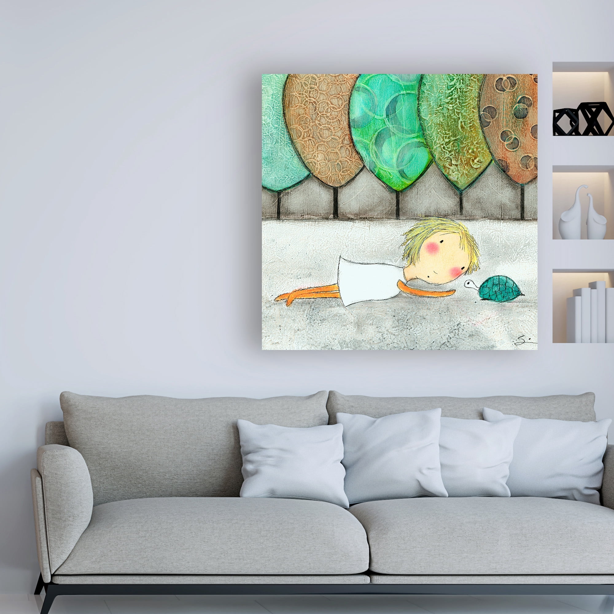 Trademark Fine Art 'Girl with Turtle' Canvas Art by Carla Sonheim