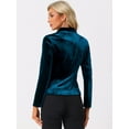 thumbnail image 4 of DARING DIVA Women's Notched Lapel Long Sleeve Office Velvet Blazer M Lake Blue, 4 of 6