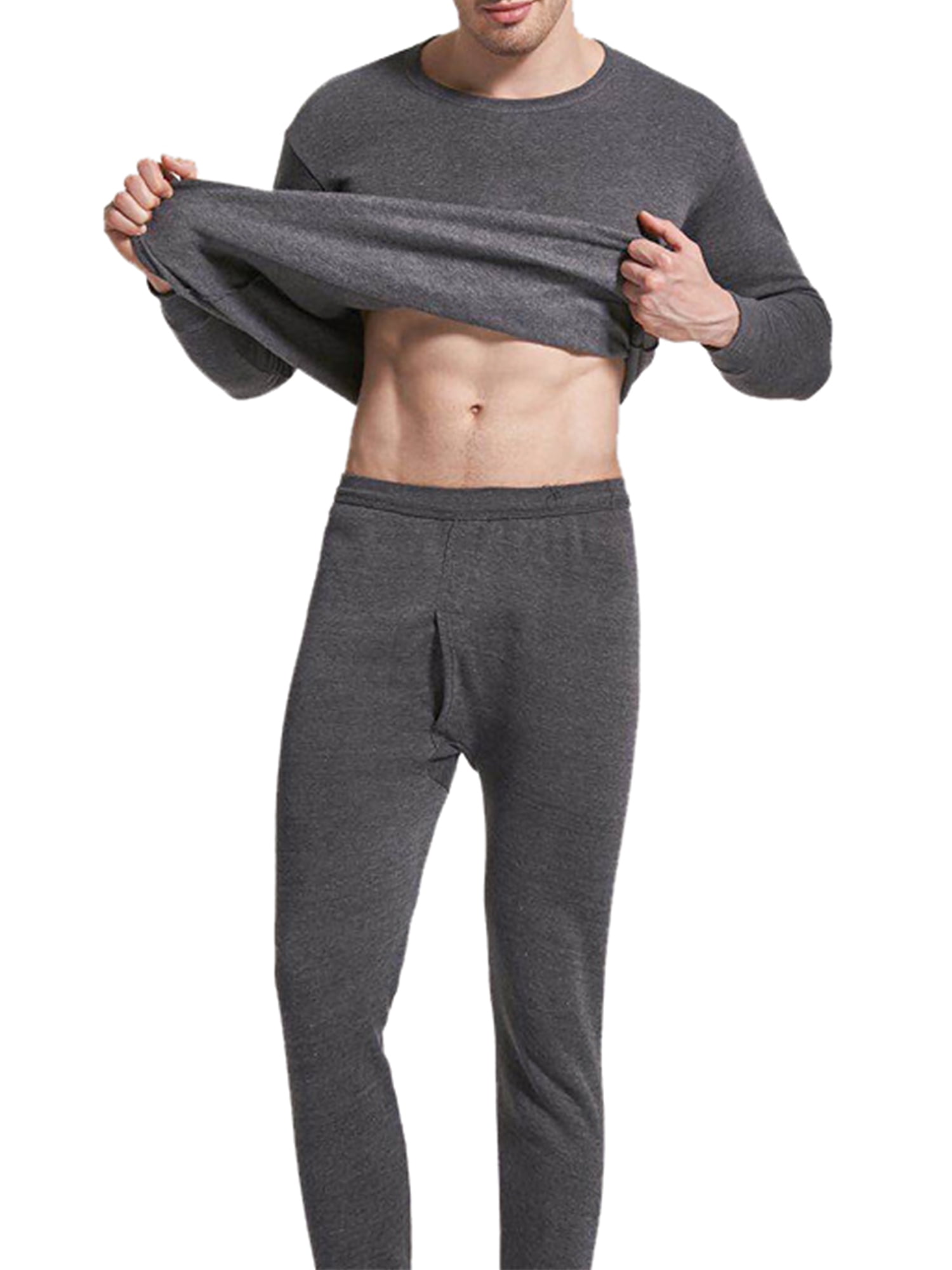 Thermals Men's Wool Mix Knit Base Layer Underwear Long Johns Grey Large 