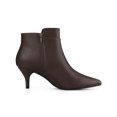 thumbnail image 3 of BLISSFUL STEP Women's Pointy Toe Zipper Buckle Decor Kitten Heels Ankle Boots Coffee 6.5, 3 of 7