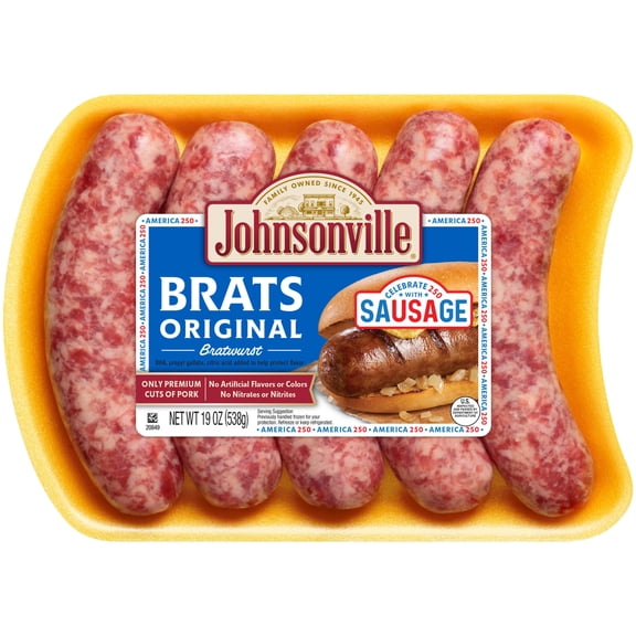 Johnsonville Brats Original Pork Bratwurst Links, 19 oz  (5 Count) Refrigerated