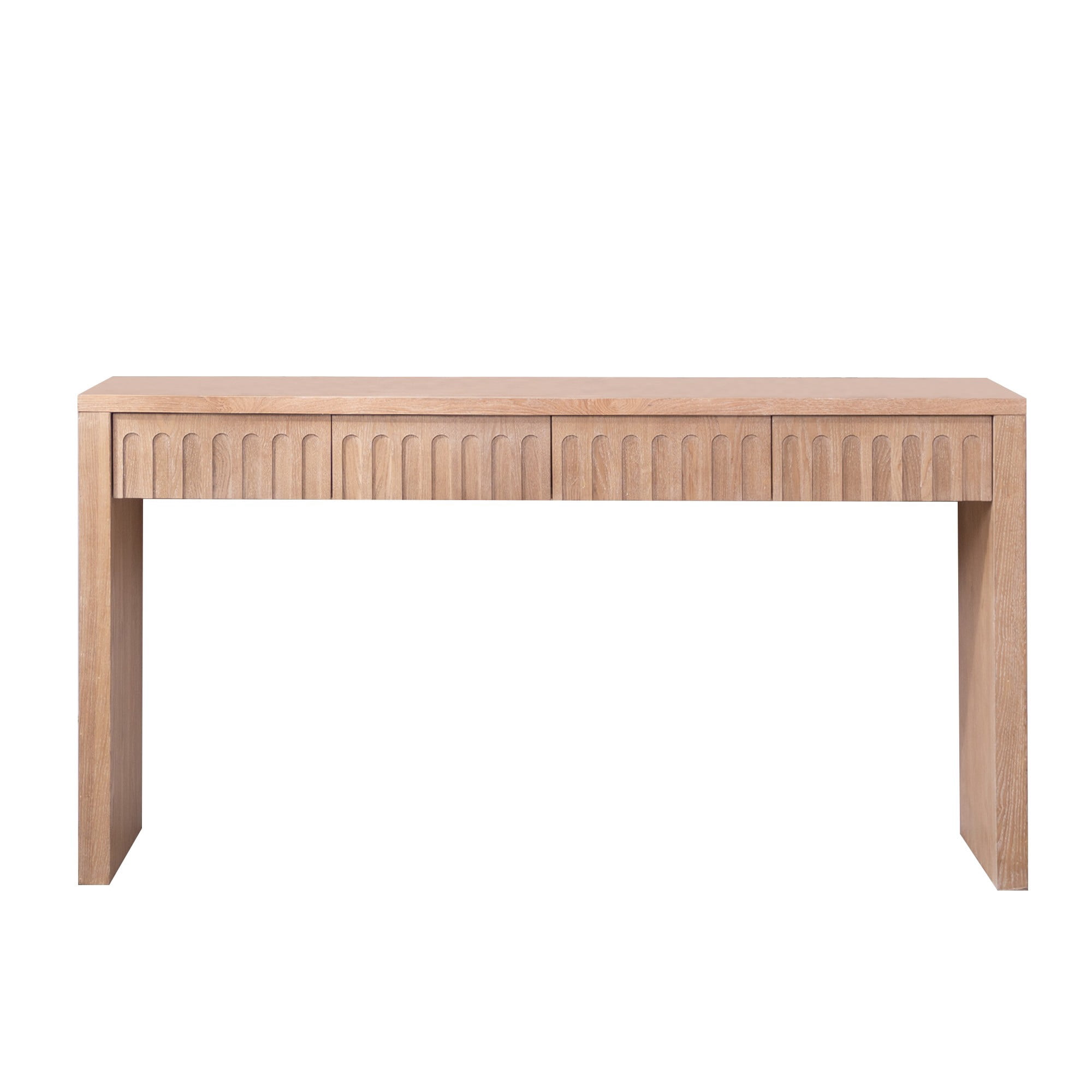 Modern Console Table with 4 Drawers, 59.2" Entryway Table (Natural)