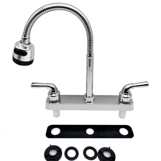 Mistaha 360 Degree Rotating RV Kitchen Faucet with Dual Handle Design - Stainless Steel Material, Flexible Spout, Two Water Flow Modes - Easy Installation, Ideal for Campers and Motorhomes