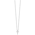 thumbnail image 2 of 925 Sterling Silver Box Themed Necklace Chain White Ice 18 Inch Diamond Cross with 2 Extender 20 14 mm, 2 of 7