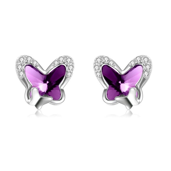 PEIMKO Christmas Gift Sterling Silver Butterfly Stud Earrings, Butterfly Jewellery Birthday Gifts for Women Girls Her Daughter