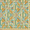 thumbnail image 2 of Geometric Fabric by the Yard, Quilt Style Striped Triangles Tessellation Design Polygonal Mosaic, Decorative Upholstery Fabric for Sofas and Home Accents, Orange Teal and Beige by Ambesonne, 2 of 5