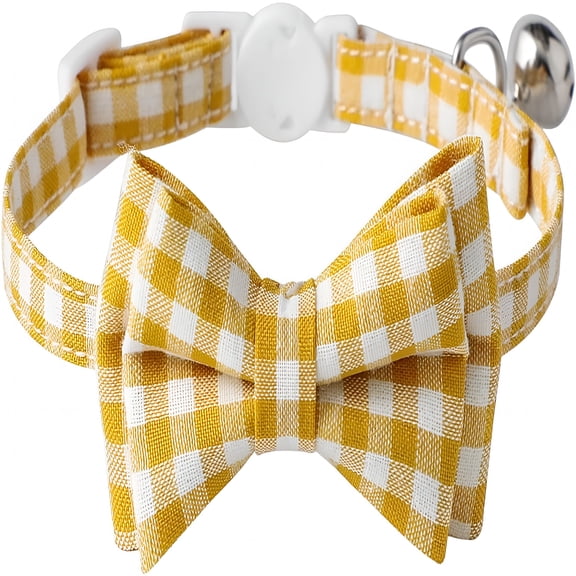 GASTROPOD 2026 New Breakaway Cat Collar with Cute Bow Tie and Bell, Detachable Adjustable Safety Collars for Girl Cats and Boy Cats, Kittens, Puppy, Soft Stylish Plaid Patterns Cat Collars