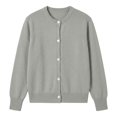 thumbnail image 4 of IWRICH Women's Button down Lightweight Cardigan Sweater Cute Fall Fashion Lantern Long Sleeve Crew Neck Solid Color Tops M, 4 of 4