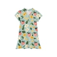 thumbnail image 5 of CCRFTGI Polo Dress for Kids Girls Size 6-7 Short Sleeve Uniform Casual Floral Print Pleated Flare Skater Polo Dresses Summer Button-Down Collar Pique Polo Dress Green 11-12 Years, 5 of 5
