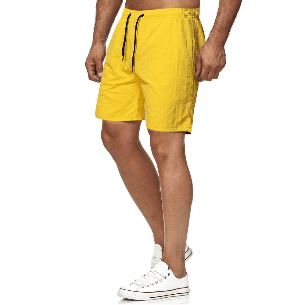 Mens Wall Hole Yellow Black Stripes Quick Drying Breathable Surf Pants Swim Trunks
