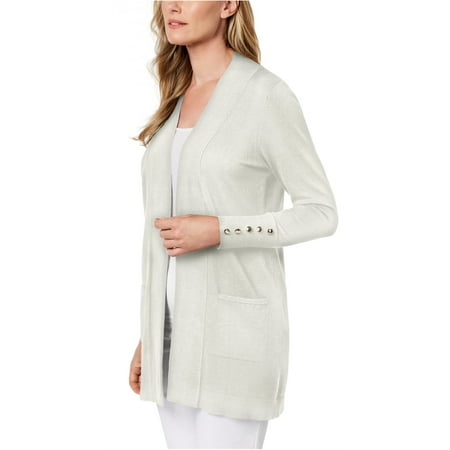JM Collection Women's Petite Open-Front Cardigan Natural Size Petite X-Large