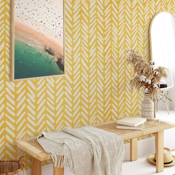 Yellow Herringbone Pastel Wallpaper