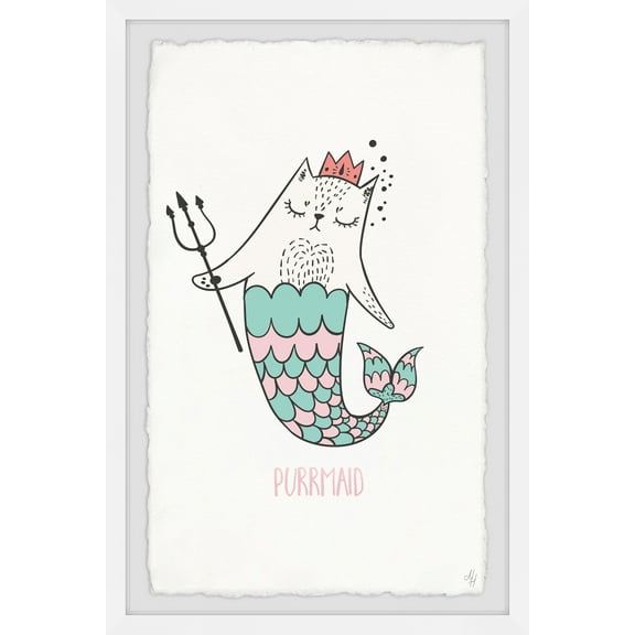 Marmont Hill Purr maid Ii Framed Wall Art, 8.00" x 1.50"