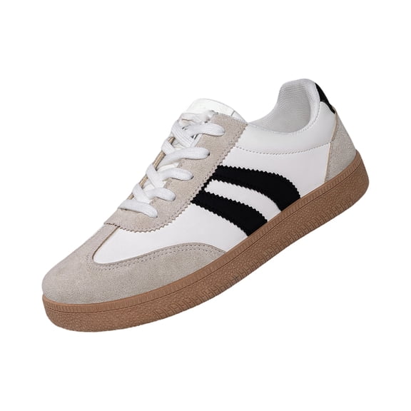 Sewkxo Women's Fashion Sneakers Comfortable Walking Shoes Casual Lace-Up Non Slip Sneakers,Beige 38
