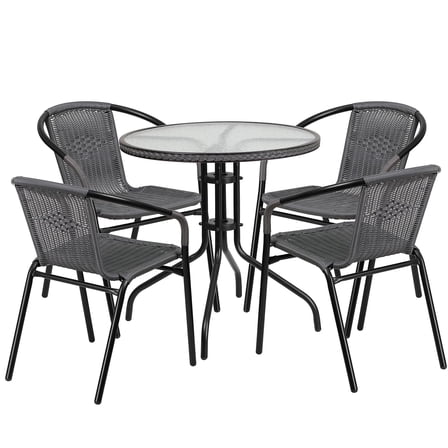 Afuera Living 5 Piece Round Patio Dining Set in Black and Gray