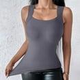thumbnail image 5 of Fnooota Womens Tank Tops with Built in Bras, Stretch Slim Fit Summer Square Neck Workout Tops Gray Size S, 5 of 7