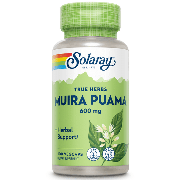 Solaray Muira Puama Root 600 mg | Healthy Energy, Physical Performance & Libido Support | 50 Servings | 100 VegCaps
