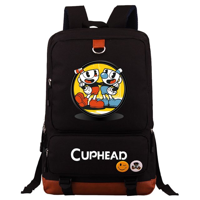 Mochila Cuphead Game Mugman para niñas y niños, mochila escolar de gran capacidad para ordenador portátil, mochila multifunción impermeable01 Deng Xun unisex