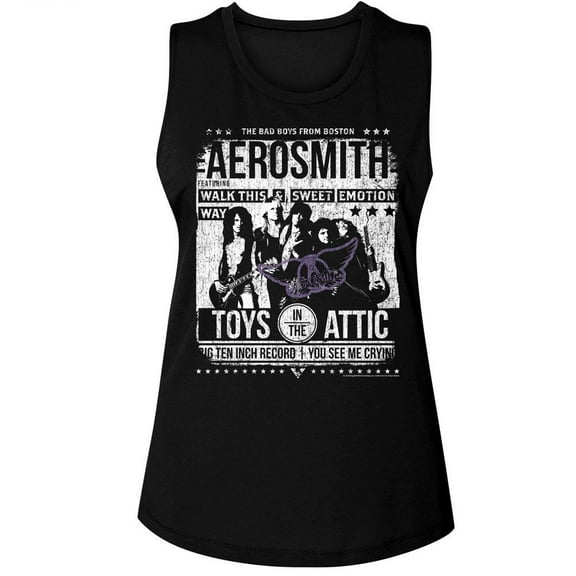Aerosmith Aero Poster Black Women's Muscle Tank Top T-Shirt