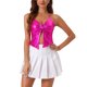 thumbnail image 1 of Camiseta sin espalda metálica Inspire Chic para mujer, con tirantes asimétricos y halter, top brillante en color rosa intenso XS, 1 of 6