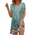 thumbnail image 2 of Viikei Womens Dresses Summer,Elegant Short Sleeve Dress for Women,Women's Summer Casual Print Beach Short Sleeved Round Neck Loose Tank Top Dress Mint Green S, 2 of 5