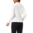 thumbnail image 3 of INSPIRE CHIC Women's Velvet Top Button Down Shirt V Neck Long Sleeve Retro Blouse M White, 3 of 5