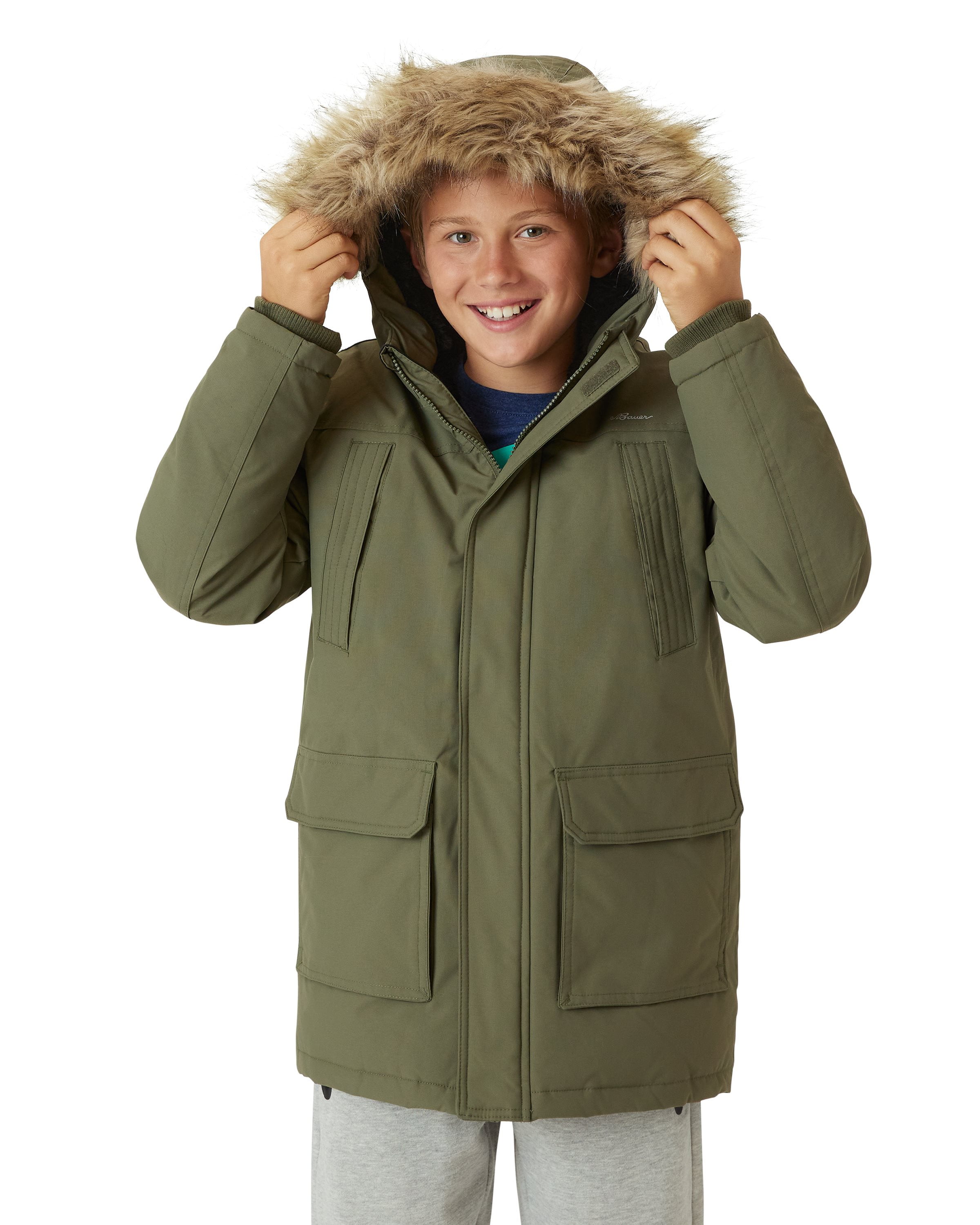 Down Parka Jacket with Faux Fur Hood 