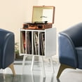 thumbnail image 5 of Record Player Stand, Modern Turntable Stand with 4 Cabinet Storage Cabinet for Living Room Bedroom, Album Display Shelf Turntable White, 5 of 8
