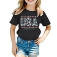 thumbnail image 4 of MIXUE Toddler Girls Tops & T-Shirts Summer Fourth Of July Independence Day Letter Print Round Neck Short Sleeve Casual Party Tshirts Holiday Wear,Black,3-4 Years, 4 of 4