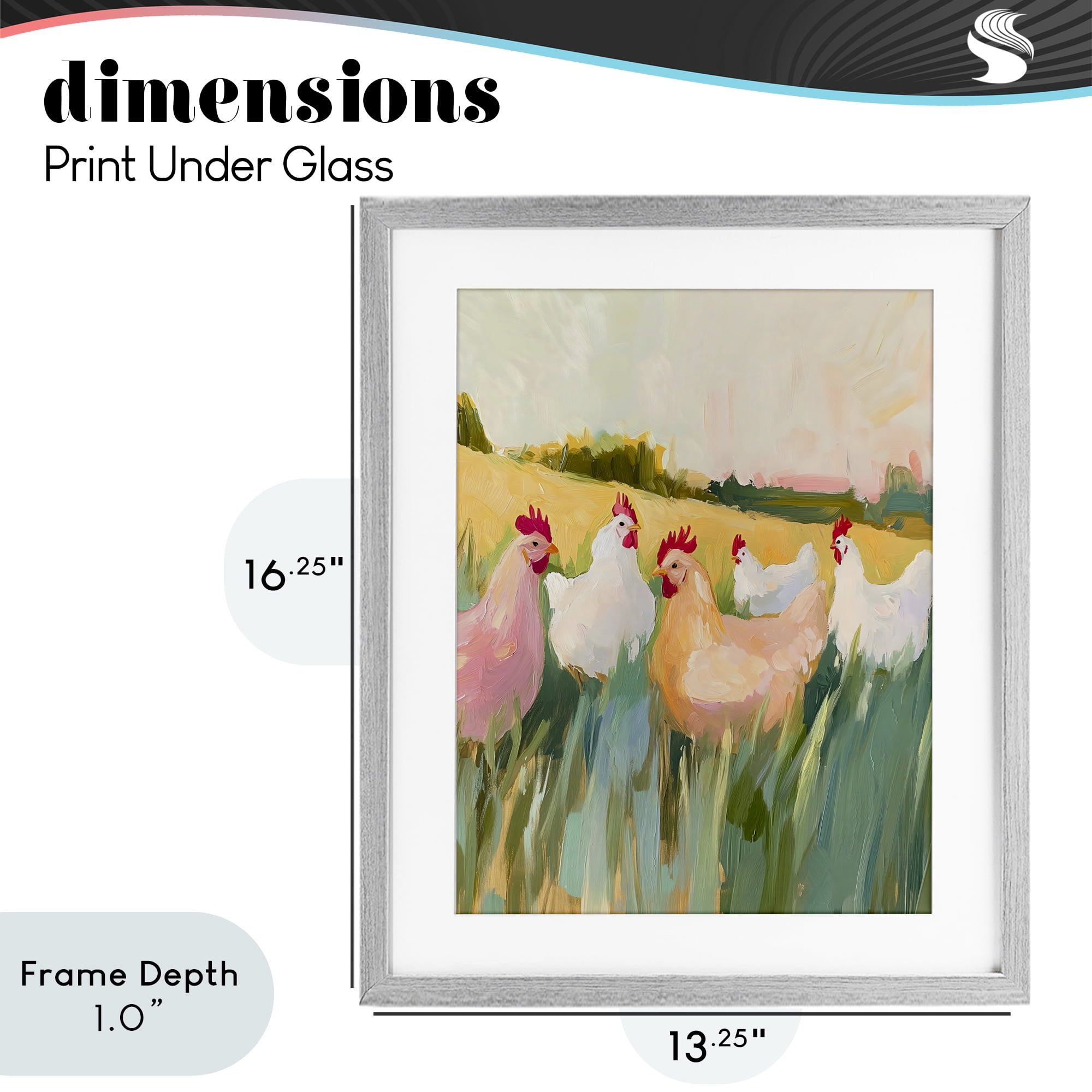 Stupell Industries Sunlit Flock of Chickens Gray Framed Print Under Glass, design by The Prints Vibe