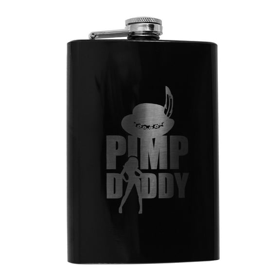 8oz BLACK Pimp Daddy Flask L1