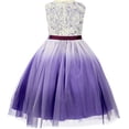 thumbnail image 3 of Big Girls' Gorgeous Ombre Rosette Heart Brooch Easter Special Occasion Flower Girl Dress Purple 14 (K32D2), 3 of 4