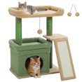 thumbnail image 2 of PEQULTI Small Cat Tree Tower for Indoor Cats Scratcher with Top Perch and Private Cat Condo Green, 2 of 7