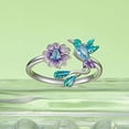 thumbnail image 3 of 925 Sterling Silver Adjustable Ring Floral Bird Animal Open Ring Finger Rings for Women Statement Ring Fine Jewelry, 3 of 5