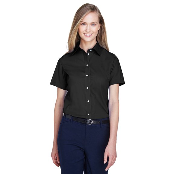 Ladies Crown Collectiono Solid Broadcloth Short-Sleeve Shirt-D620SW