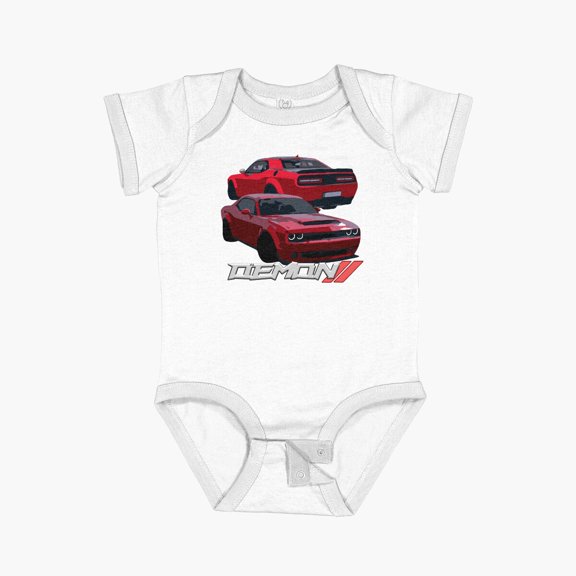 Bella Canvas Red Dodge Challenger Srt Demon Short Sleeve Baby One-Piece Newborn Gender Neutral Outfit, Baby Boy Or Girl Bodysuit, Birrthday Gifts